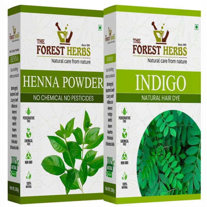 Natural Dye for Black Hair (Henna Leaves powder, Indigo leaves powder combo pack)